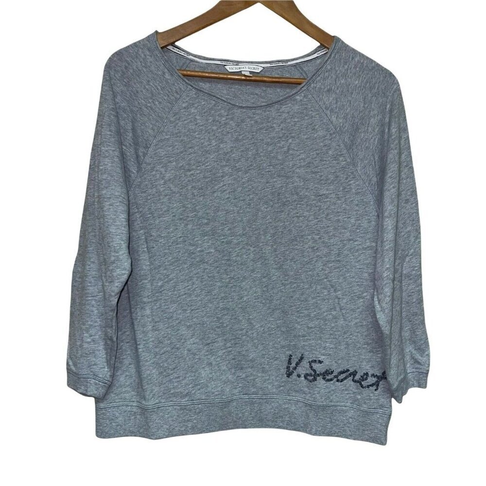 Victoria's Secret Grey Long Sleeve Grey Sweatshirt Women's Size Small Sequin